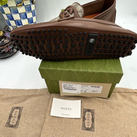 Men's Gucci interlocking GG Supreme driver loafers size 11.5 made in Italy - Picture 5 of 10